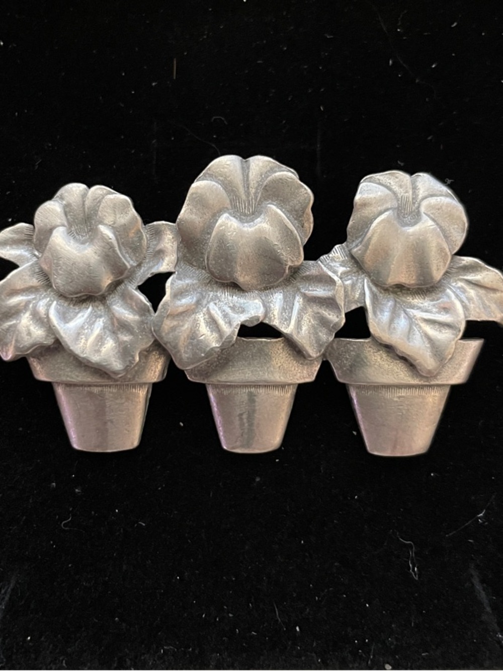 LCD Lindsay Clair Designs Floral Pot Trio Brooch - Silver Tone